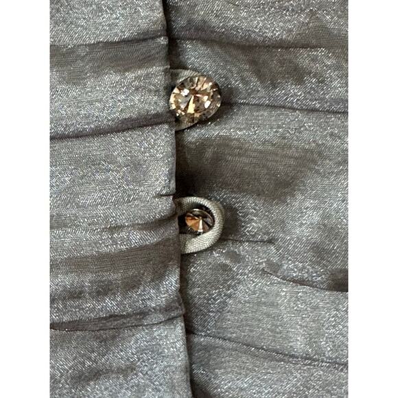 J.R. Nites Blue Shimmer Sleeveless Vintage Vest Size 12 with Rhinestone Buttons - Picture 3 of 4